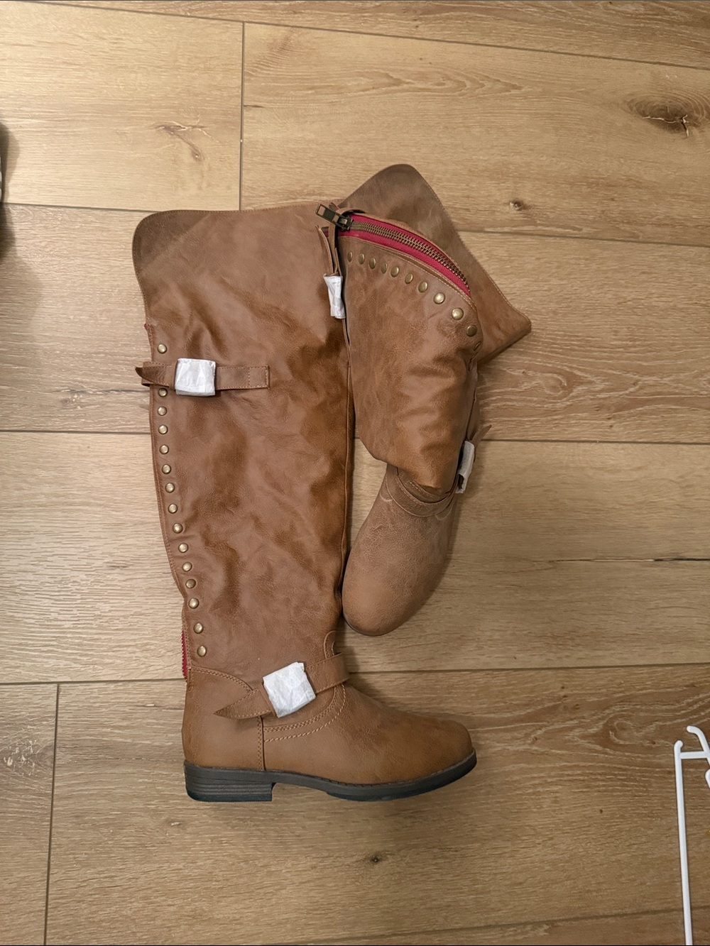 Women’s Tall Riding Boots in Cognac Brown with Stud Detail